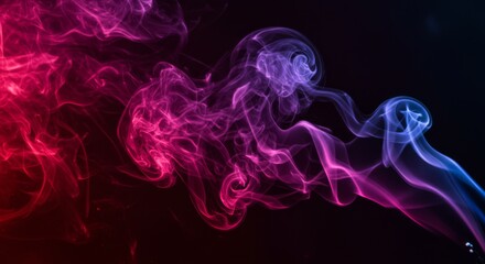 Obraz premium Abstract Smoke Art Design - Swirling pink and blue smoke on a black background. Perfect for artistic designs or abstract backgrounds