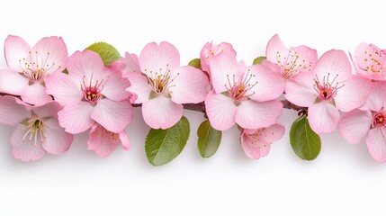 Delicate pink blossoms on branch