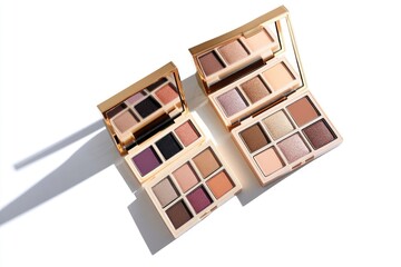 Obraz premium Two luxurious eyeshadow palettes with warm and cool-toned shades, perfect for creating versatile eye looks.