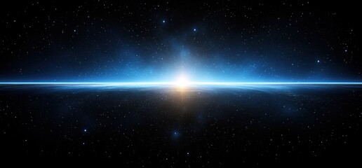 Fototapeta premium Cosmic sunrise over planet, starscape background, space exploration concept