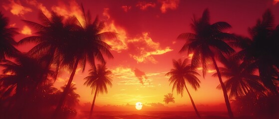 Fiery Sunset Palms