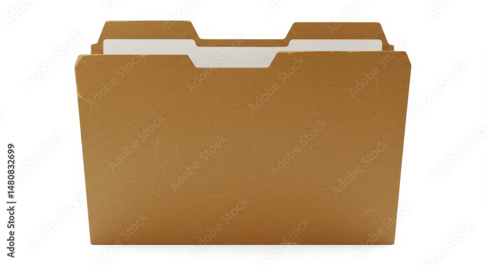 Poster brown file folder on white background - a single brown file folder with white tabs sits on a white b