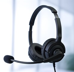 Headset with microphone commonly used for clear communication in telemedicine