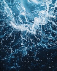 Obraz premium Dynamic ocean water, textured with whitecaps and spray, deep blue hues