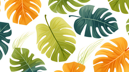 Tropical Monstera Palm Leaves Pattern for Seamless Handcrafted Design Projects