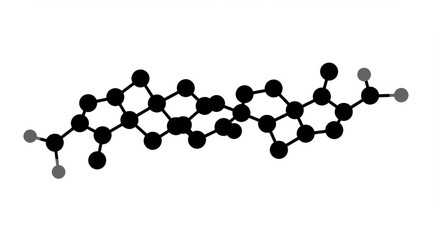 Complex Organic Molecular Structure - Detailed illustration of a complex organic molecule, showing its atomic bonds and arrangement. Ideal for scientific publications or educational materials