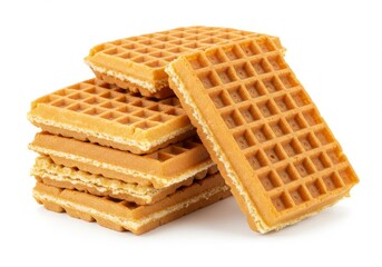 Delicious Golden Waffles Stack - A tempting stack of golden brown waffles, perfect for a sweet treat or breakfast. Crispy and delicious