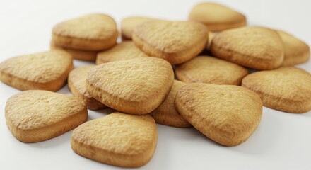 Delicious Triangular Cookies - A pile of golden brown, triangular cookies on a white background. Perfect for baking, food, and dessert websites