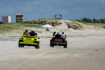 Buggy on the beach of genipabu, Brazil