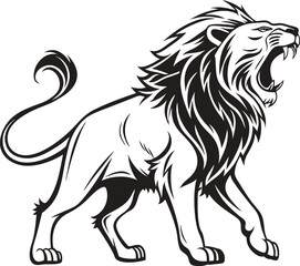 Lion head tribal tattoo vector illustration with wild animal and nature design elements