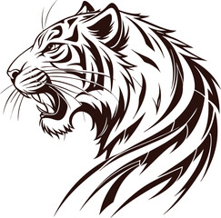 tiger head tribal tattoo vector design