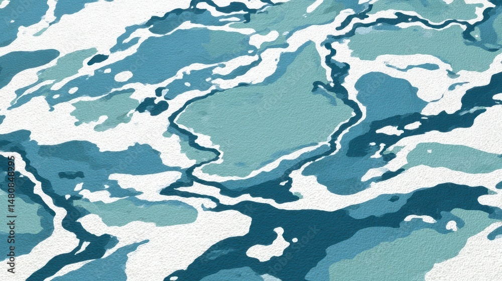 Poster marble surface revealing fluid blue and white patterns, generating dynamic abstract texture with org