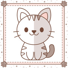 cute cat drawing with easy trace to complete coloring