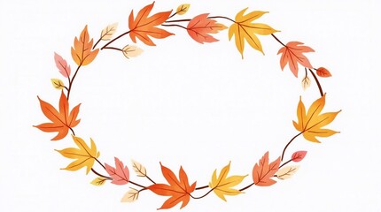Autumn wreath, watercolor clipart illustration with isolated background.