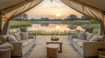 Serene sunrise view from safari camp