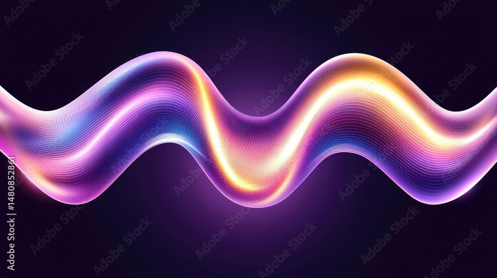 Poster Abstract wavy shape with gradient colors against a dark backdrop