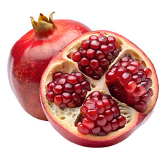 Pomegranate Split Open Showing Seeds On Transparent Background
