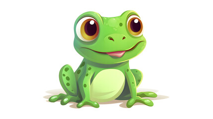 Happy Frog Vector Illustration: Cute Cartoon Character for Children's Book, Nursery Decor, and Wildlife Education Materials
