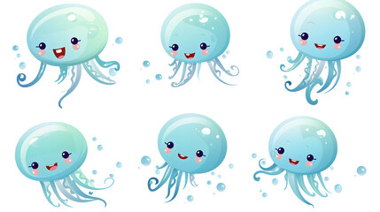 Happy Jellyfish Vector Illustration with Cute Cartoon Design for Digital Art Projects