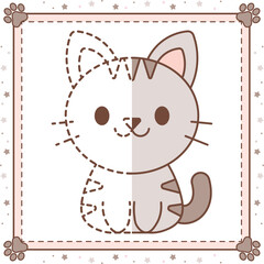 cute easy cat drawing with dots trace to learn how to draw and color