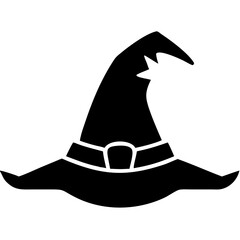 Fototapeta premium Creative Halloween Witch Hat Silhouette Vector Illustration | Beautiful Spooky Icon for Halloween Decor, Crafts, and Witch-Themed Designs
