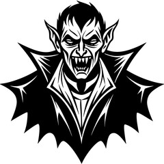 Creative Halloween Vampire Silhouette Vector Illustration | Beautiful Spooky Character Icon for Gothic, Horror, and Halloween-Themed Designs