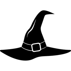Fototapeta premium Creative Halloween Witch Hat Silhouette Vector Illustration | Beautiful Spooky Icon for Halloween Decor, Crafts, and Witch-Themed Designs