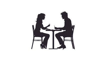 Silhouetted couple enjoying a dinner date at an intimate restaurant, creating a romantic ambiance.