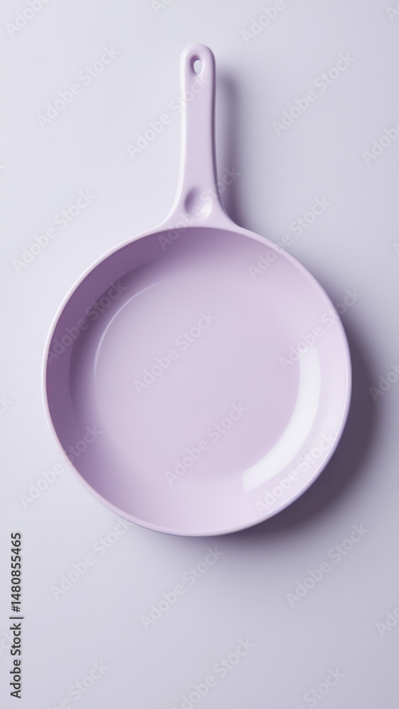 Poster a single purple skillet with a matching handle resting against a gradient background.