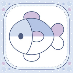 cute fish drawing with easy trace to complete coloring