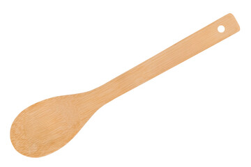 Brown wooden spoon isolated on white background