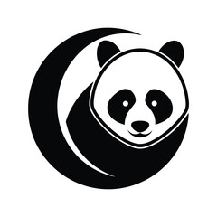 Elegant black and white panda bear logo design suitable for various branding and creative projects