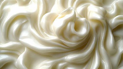 Obraz premium Swirling, creamy, off-white substance with a glossy sheen, textured like thick frosting