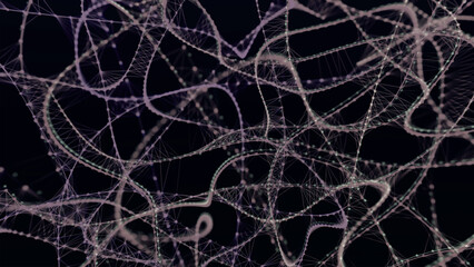 Abstract background with connecting dots and lines. Neural connections. Network connection structure. Weave effect. 3D Abstract vector illustration.