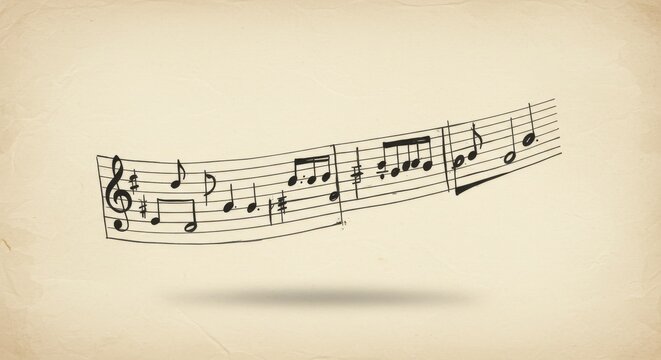 Musical Notes in Motion - Abstract of musical notes flowing elegantly on a beige background. Perfect for music-related projects