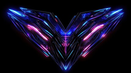 Abstract v shaped neon light design futuristic technology background digital art graphics