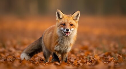 Fototapeta premium Red Fox in Nature – Wildlife in Autumn Forest 