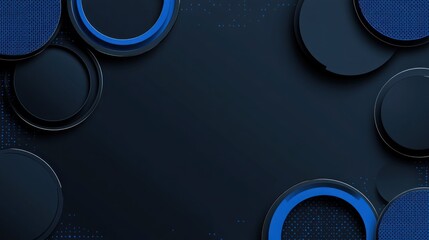 Abstract geometric shapes in dark blue tones.