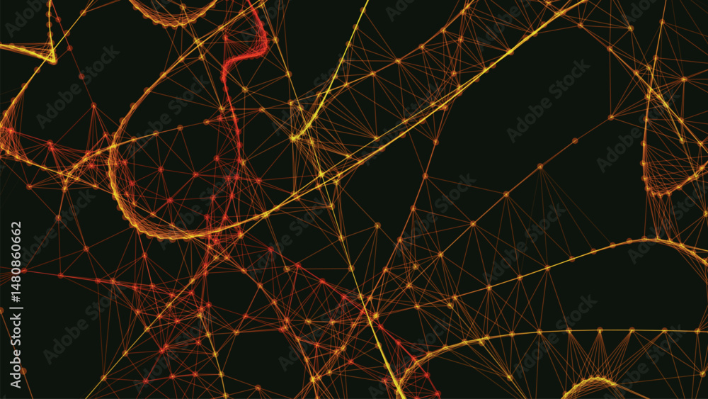 Poster abstract background with connecting dots and lines. neural connections. network connection structure