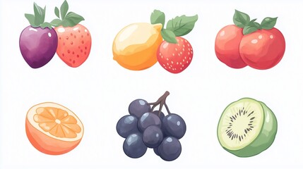 Naklejka premium Colorful Fresh Fruits with Berries and Citrus