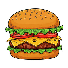 Delicious Hand-Drawn Cheeseburger: A Classic Fast Food Delight