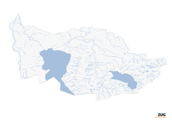 Zug Waterway Vector Map - 2D Lake & River System (Black & White Swiss Nautical Design)