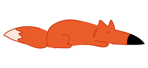 A cute illustration of a sleeping fox. Adorable forest animal.