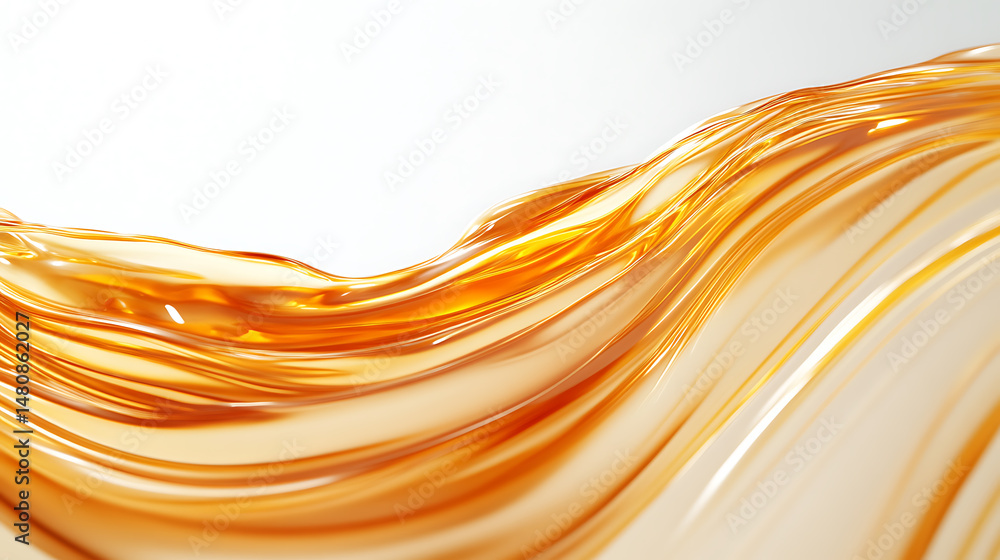 Poster golden wave abstract: a luminous, flowing abstract form with fluid lines, creating a sense of dynami