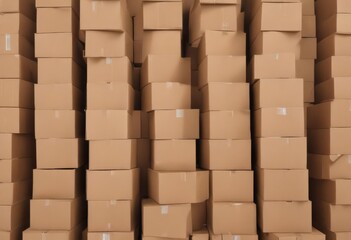 Stack of brown cardboard boxes, isolated on white ,  pile,  carton,  green