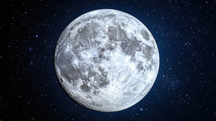 Obraz premium Full moon shining brightly in night sky, stars twinkling in background. Perfect for astronomy websites