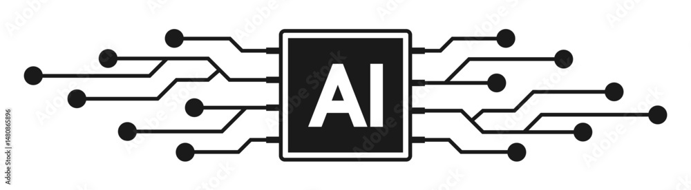 Aufkleber digital technology artificial intelligence microchip