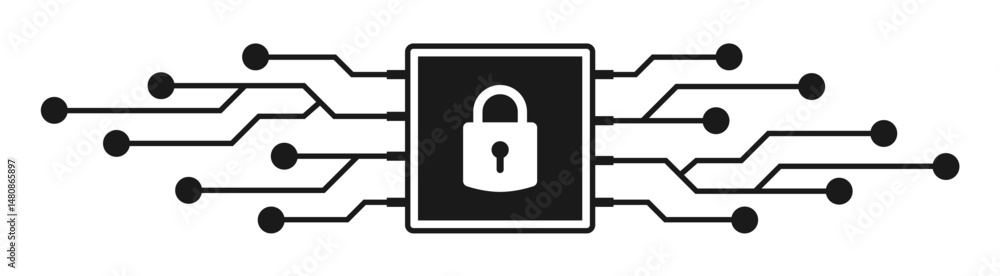Aufkleber digital cyber security microchip with electronic circuit line