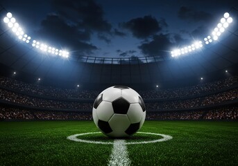 Naklejka premium soccer ball on stadium