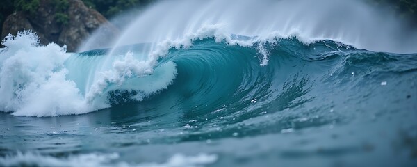 Ocean waves surge vibrant blue